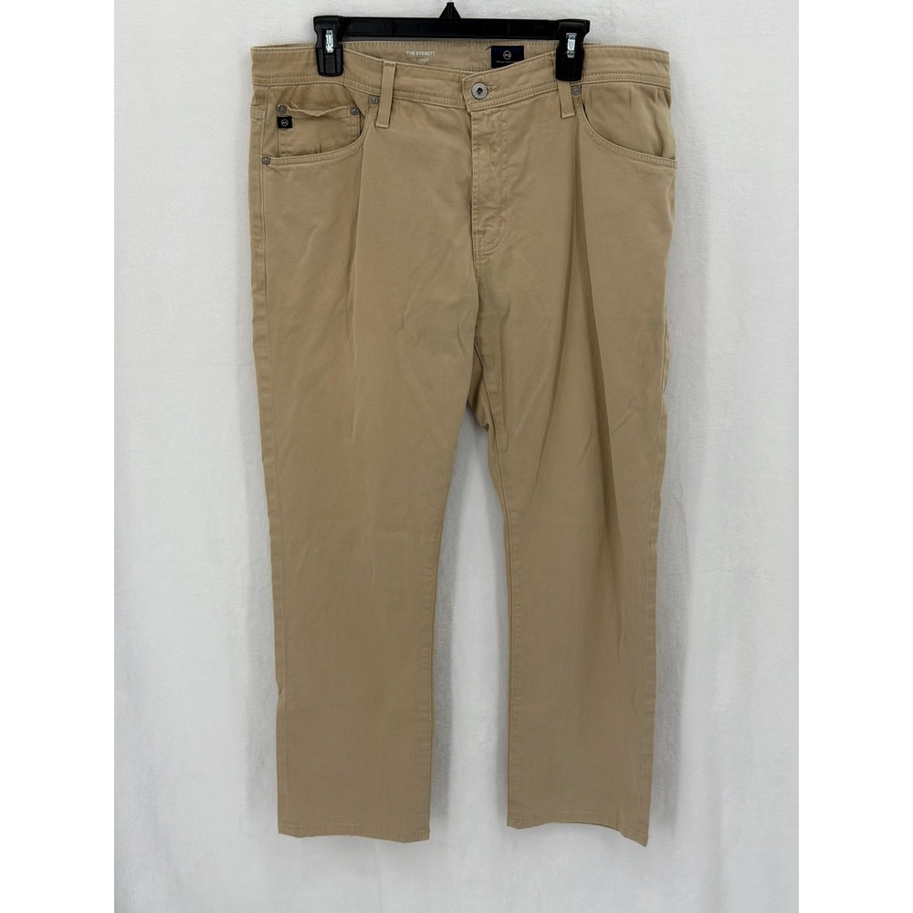 Adriano Goldschmied Pants Mens 36x27 Beige Tan The Everett Slim Straight Stretch